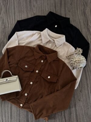 Chaqueta Bomber Corta de Pana "Retro Chic" con Botones